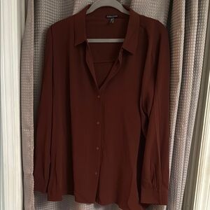 Maroon Eileen Fisher Silk Button-Up Blouse CL NWOT